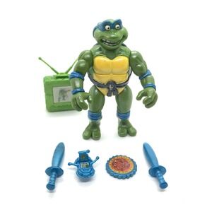 TMNT 1992 Tune Turtle Leo Eye Popping Mirage/Playmate Leonardo